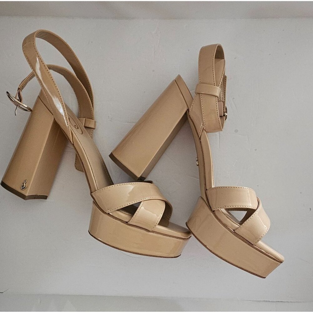 Sam Edelman Nolita Modern Block Heel Open Toe‎ Ankle Strap Heeled Sandal, Sz 8.5 - Picture 2 of 5